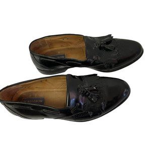 Nordstrom Italy Mens 9N‎ Black Leather Slip On Dress Loafer Wing Kiltie Tassel